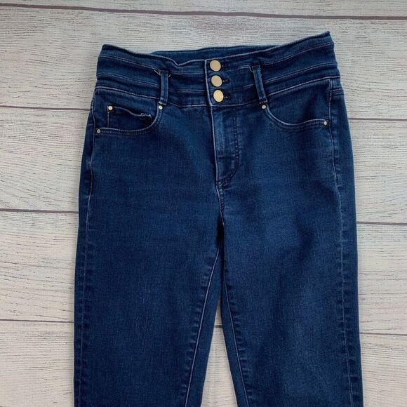 Ann Taylor Jeans sz 4 The Skinny Dark Wash Inseam 27.5" High Rise - Picture 3 of 11